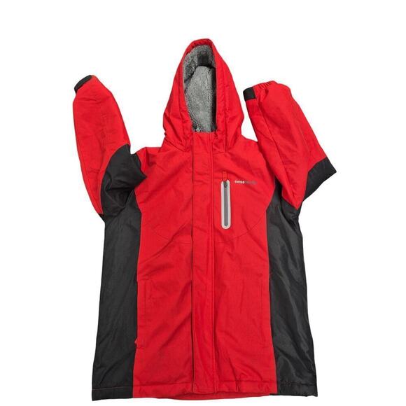 Swiss Tech Polyester Winter Coat Black/Red Shell Boys Sz LG 10-12 - Picture 2 of 7